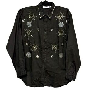 Vintage Gitano Cosmic Cowgirl Button Up Shirt Women M Country Glam Rockabilly